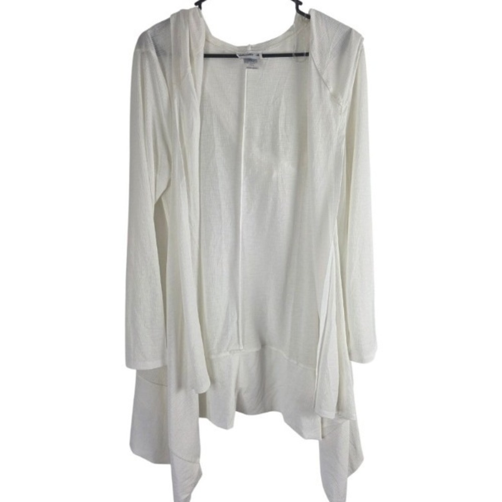 Swimsuits For All Swim Cover Up 10/12 Womens White Beachy Open Front Light Sheer